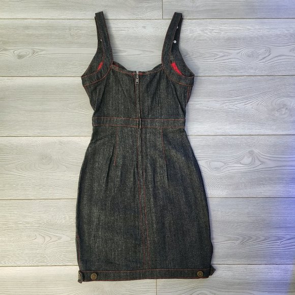 Rare Vintage Y2K Lip Service Rockabilly Rumble Denium Padded Bustier Dress - Picture 2 of 8
